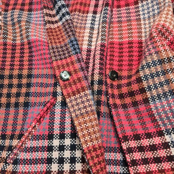 Rachel Zoe Plaid Tweed Wool Blend One Button Unlined Coat medium Oversized - Picture 5 of 8
